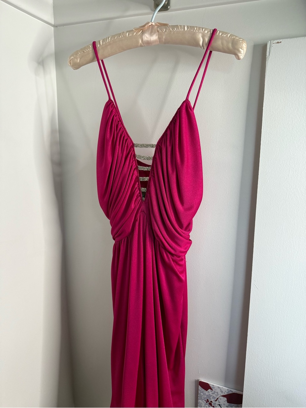 Vintage Frederick’s of Hollywood Hot Pink Draped Spaghetti Strap Jumpsuit